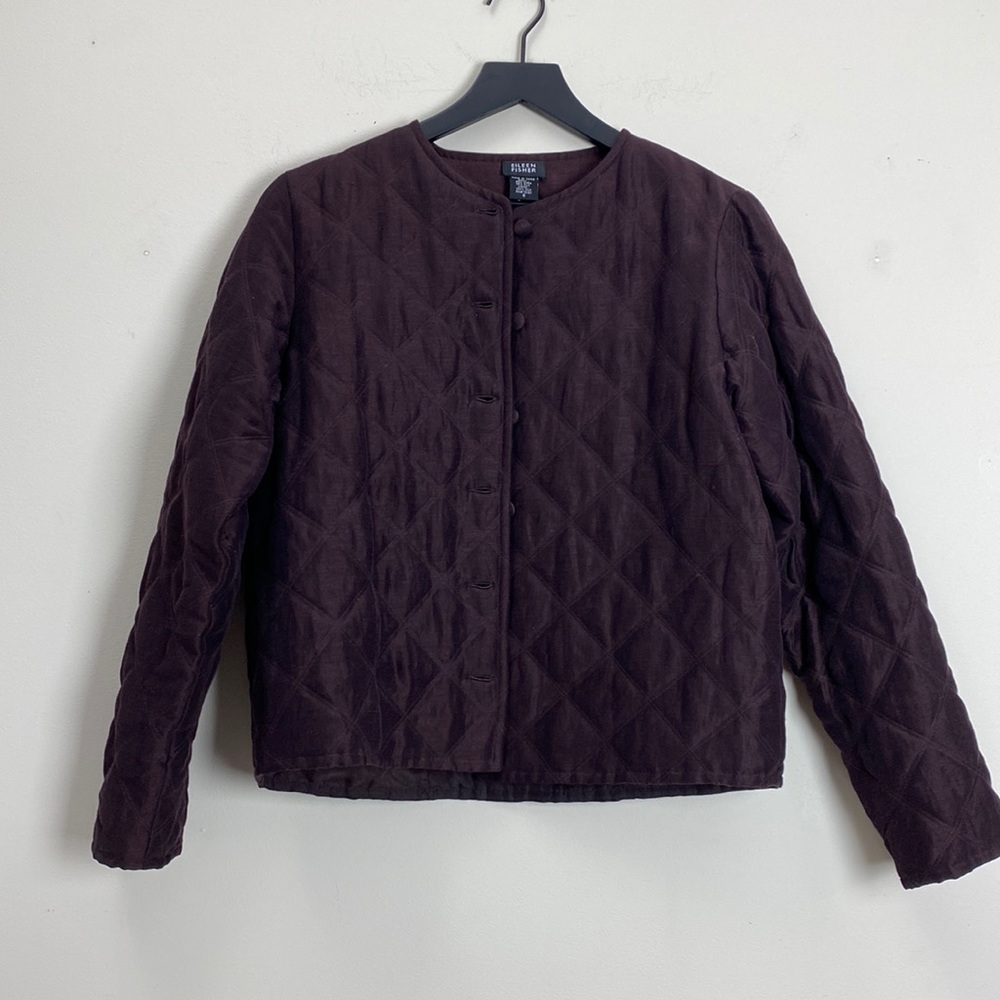 Eileen Fisher quilted silk linen blend jacket
